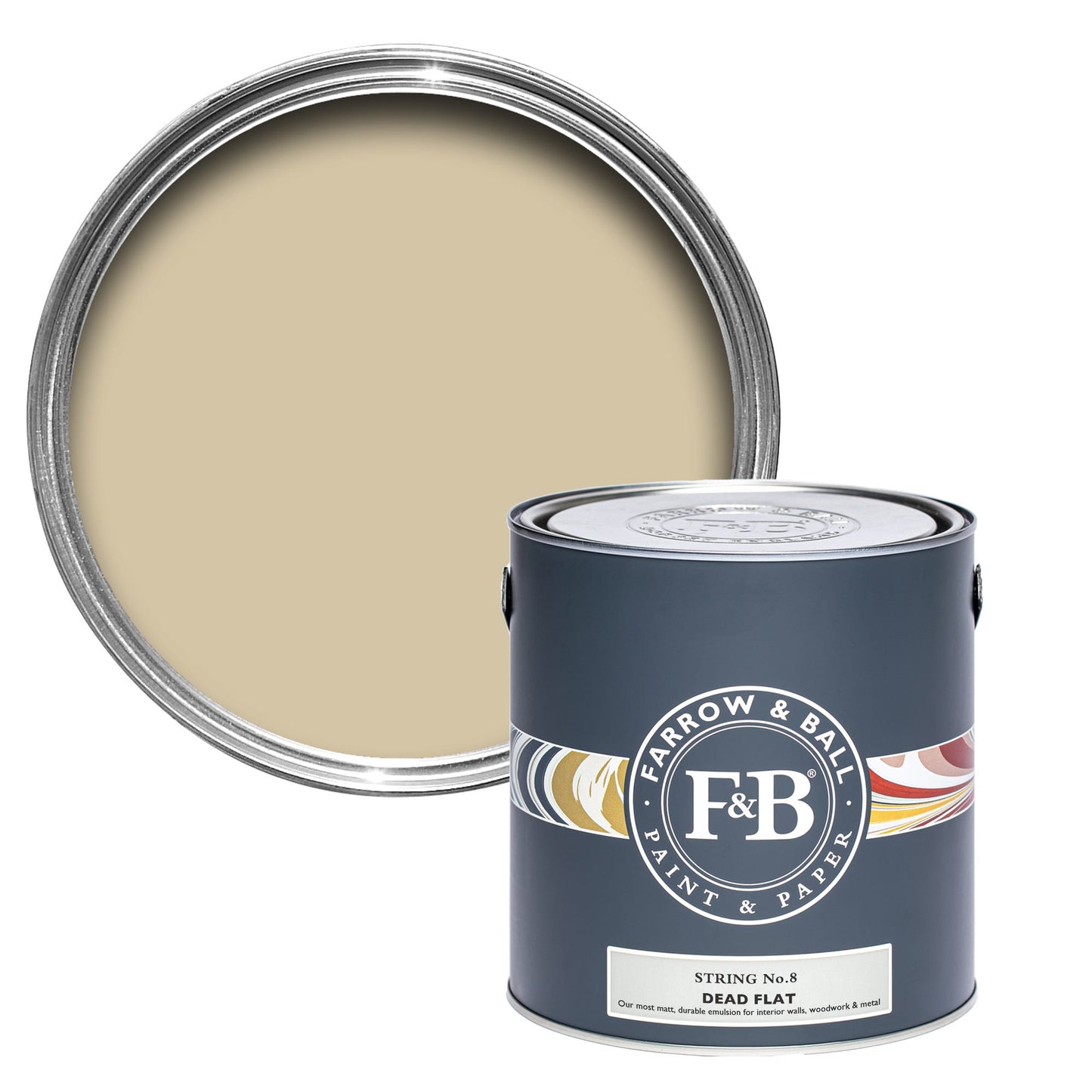 Pot de peinture Farrow & Ball String, finition Dead flat