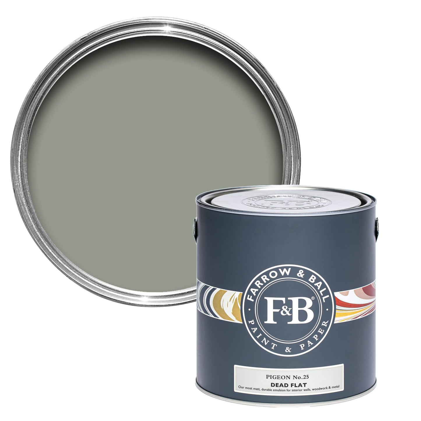 Pot de peinture Farrow & Ball Pigeon, finition dead flat