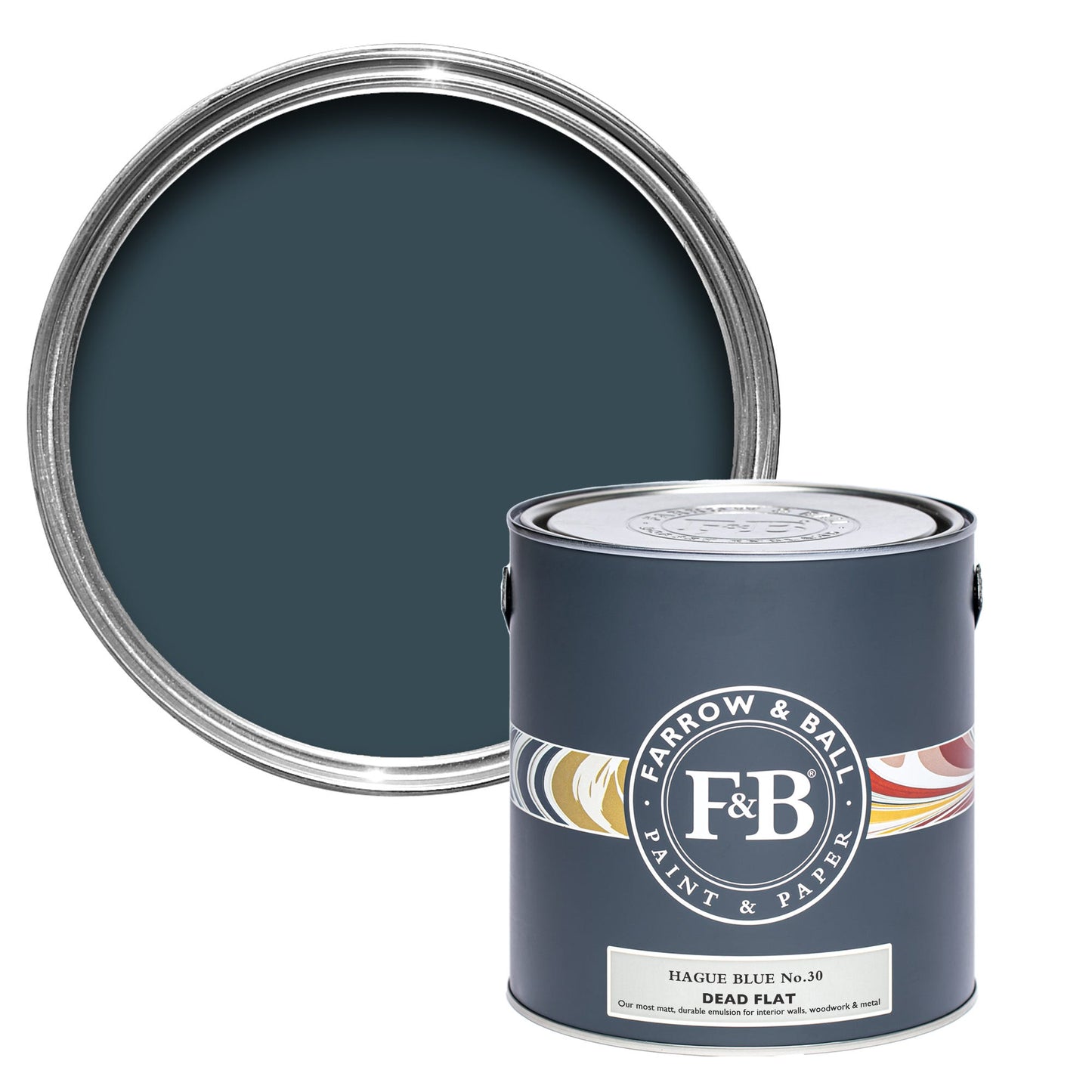 Pot de peinture Farrow & Ball Hague Blue, finition Dead flat