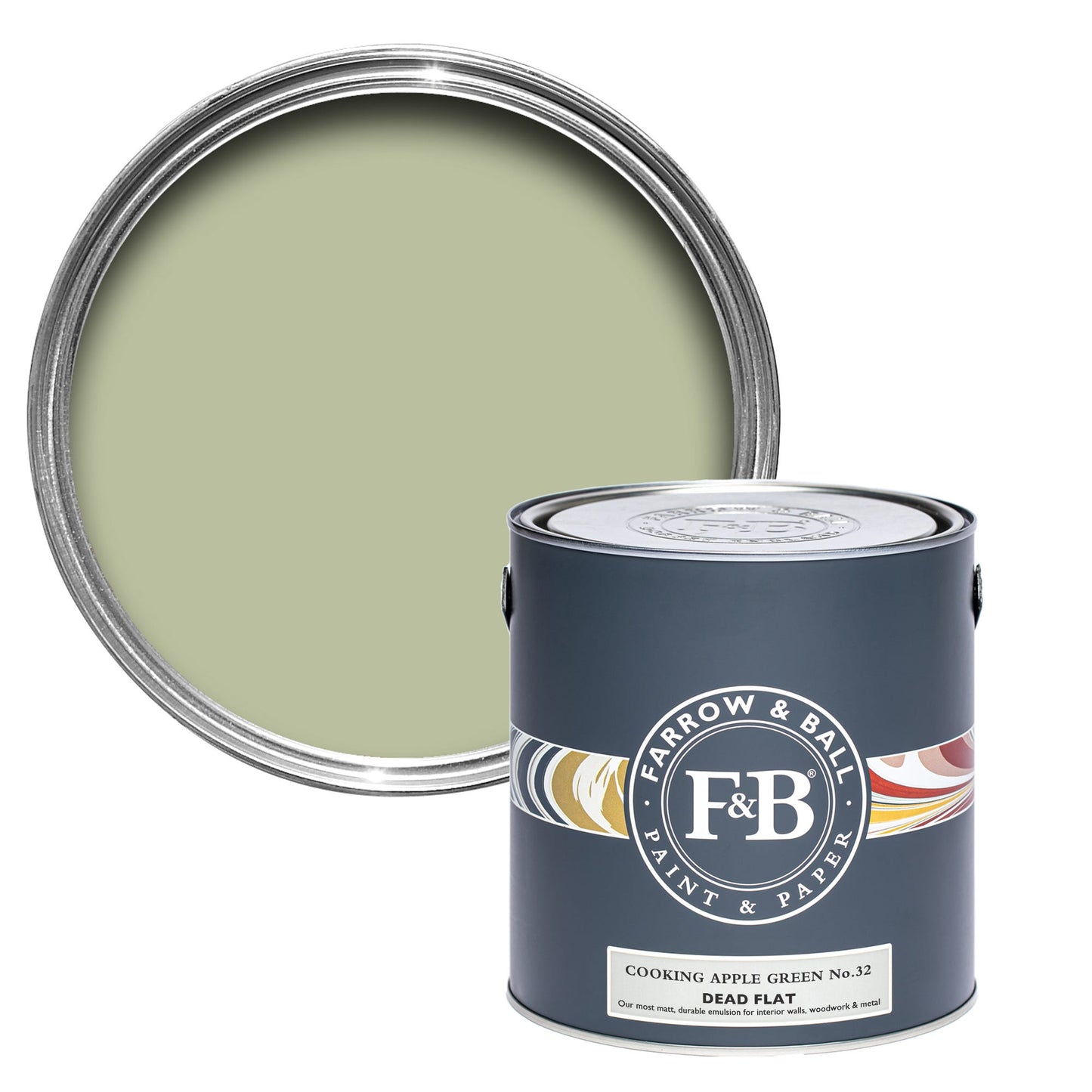 Pot de peinture Farrow & Ball Cooking Apple Green, finition Dead flat