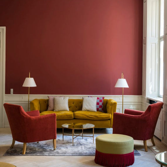 Intérieur peint avec Farrow & Ball Eating Room Red, rouge bordeaux