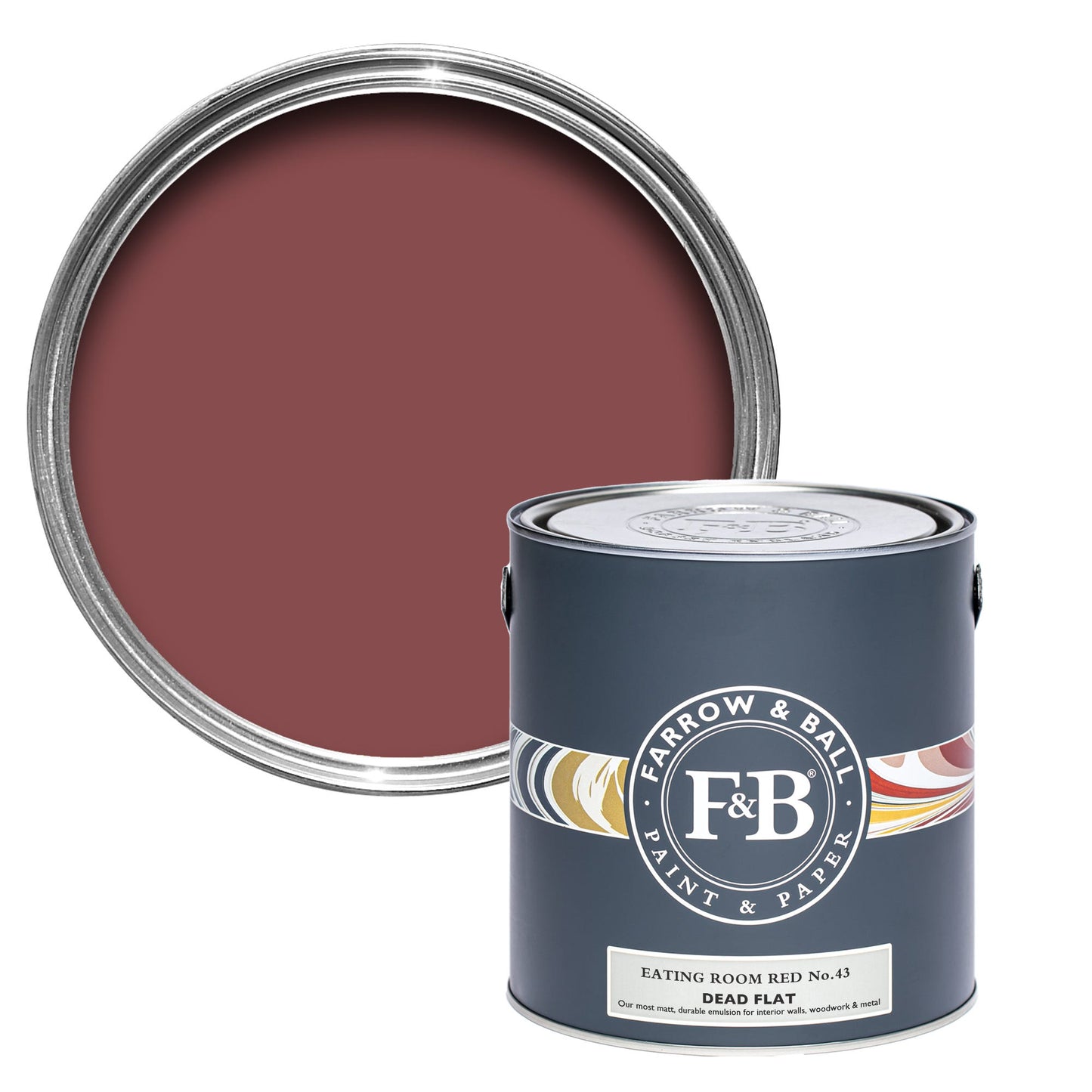 Pot de peinture Farrow & Ball Eating Room Red, finition Dead flat