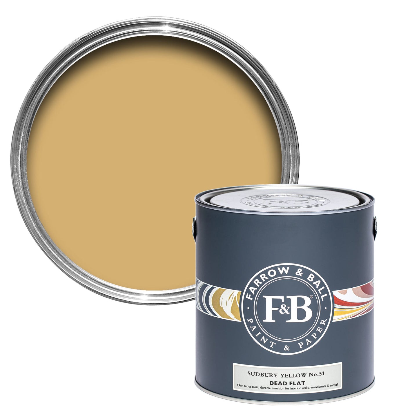 Pot de peinture Farrow & Ball Sudbury Yellow, finition dead flat