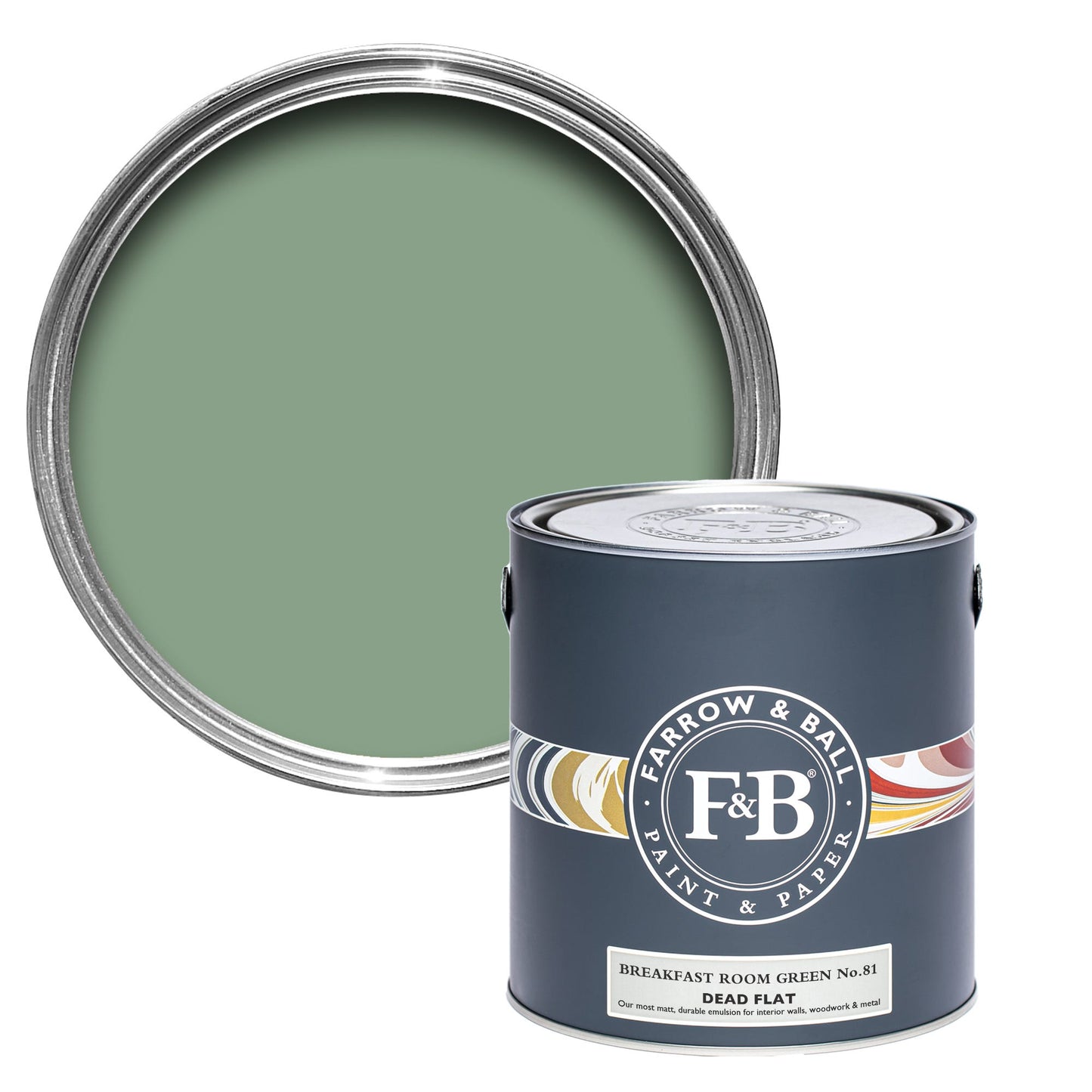 Pot de peinture Farrow & ball breakfast room green, finition Dead flat