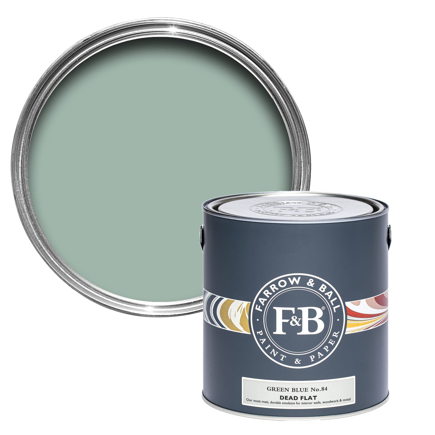 Pot de peinture Farrow & Ball Green Blue, finition Dead flat