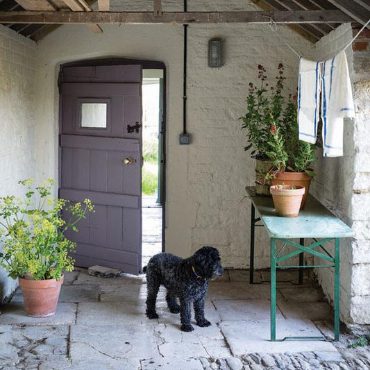 Murs peints avec Farrow & Ball Joa's White, taupe léger et naturel