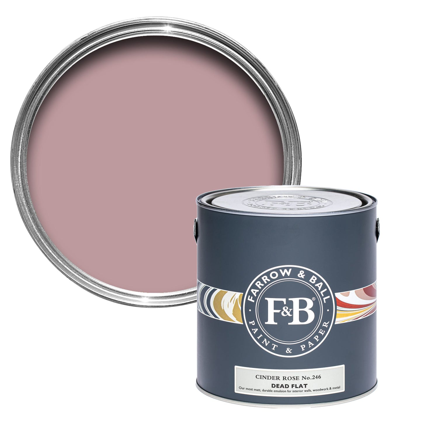 Pot de peinture Farrow & Ball Cinder Rose, finition Dead flat