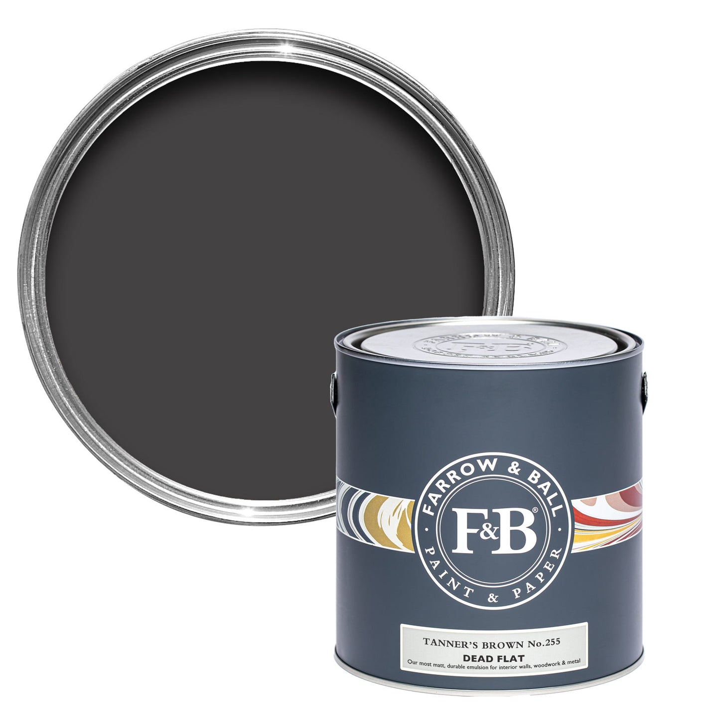 Pot de peinture Farrow & Ball Tanner's Brown, finition Dead flat