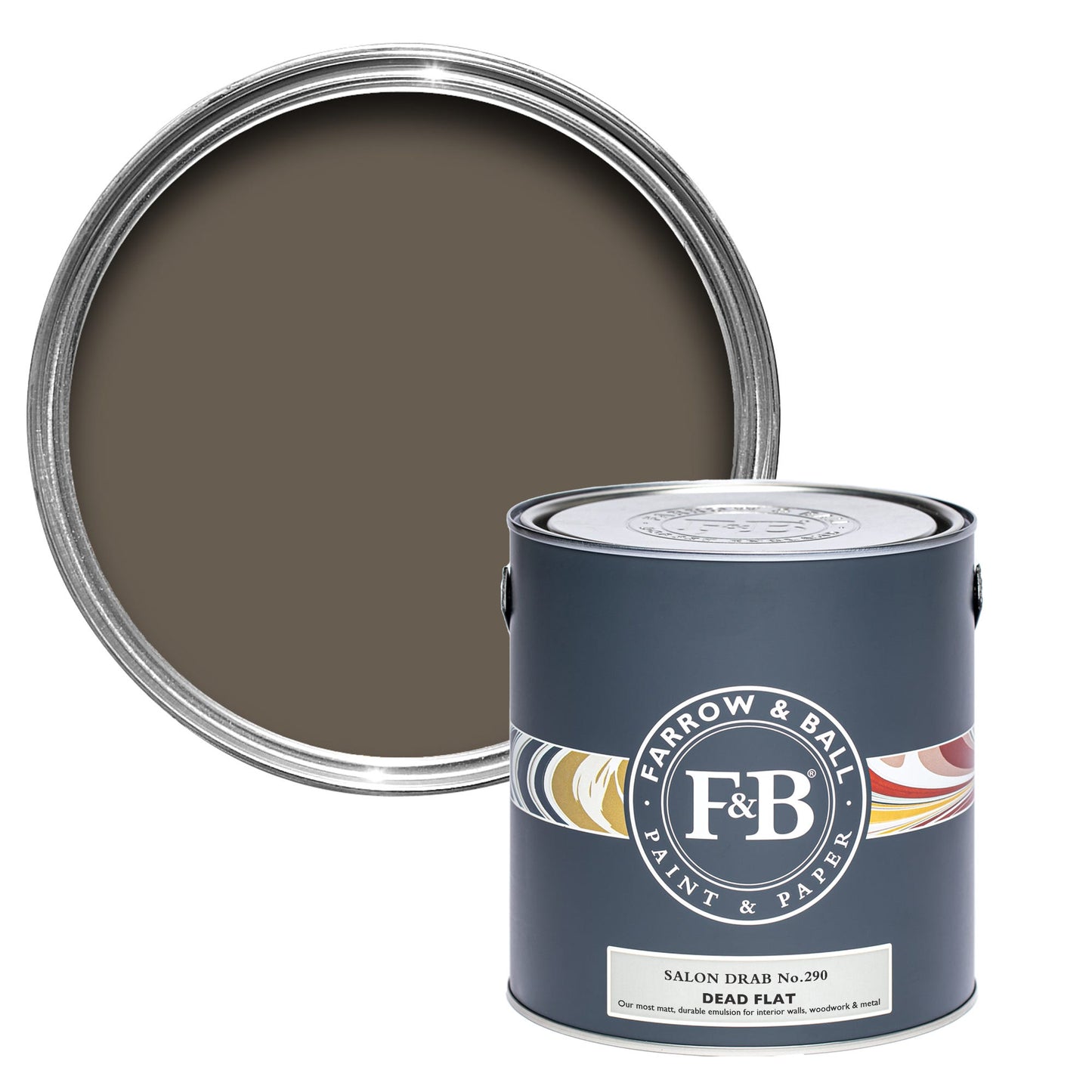 Pot de peinture Farrow & Ball Salon Drab, finition Dead flat