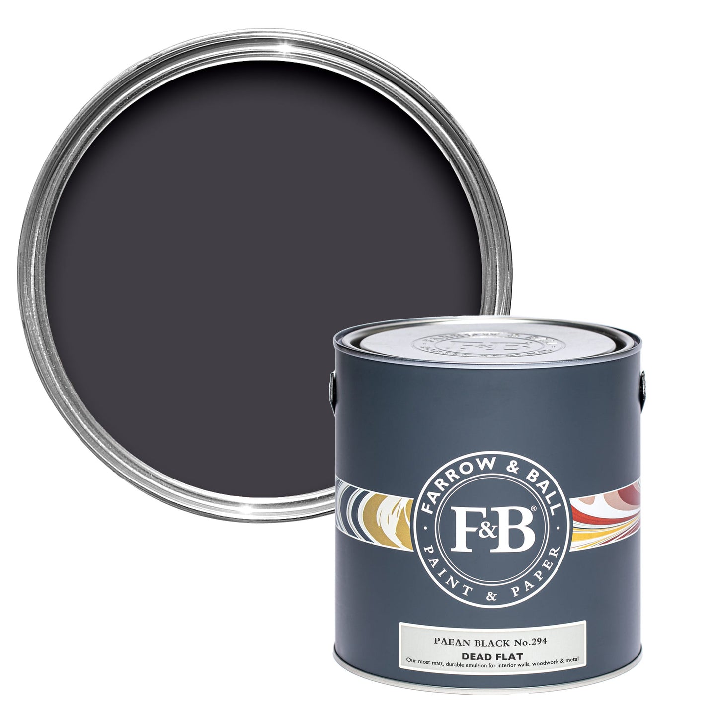 Pot de peinture Farrow & Ball Paean Black, finition Dead flat