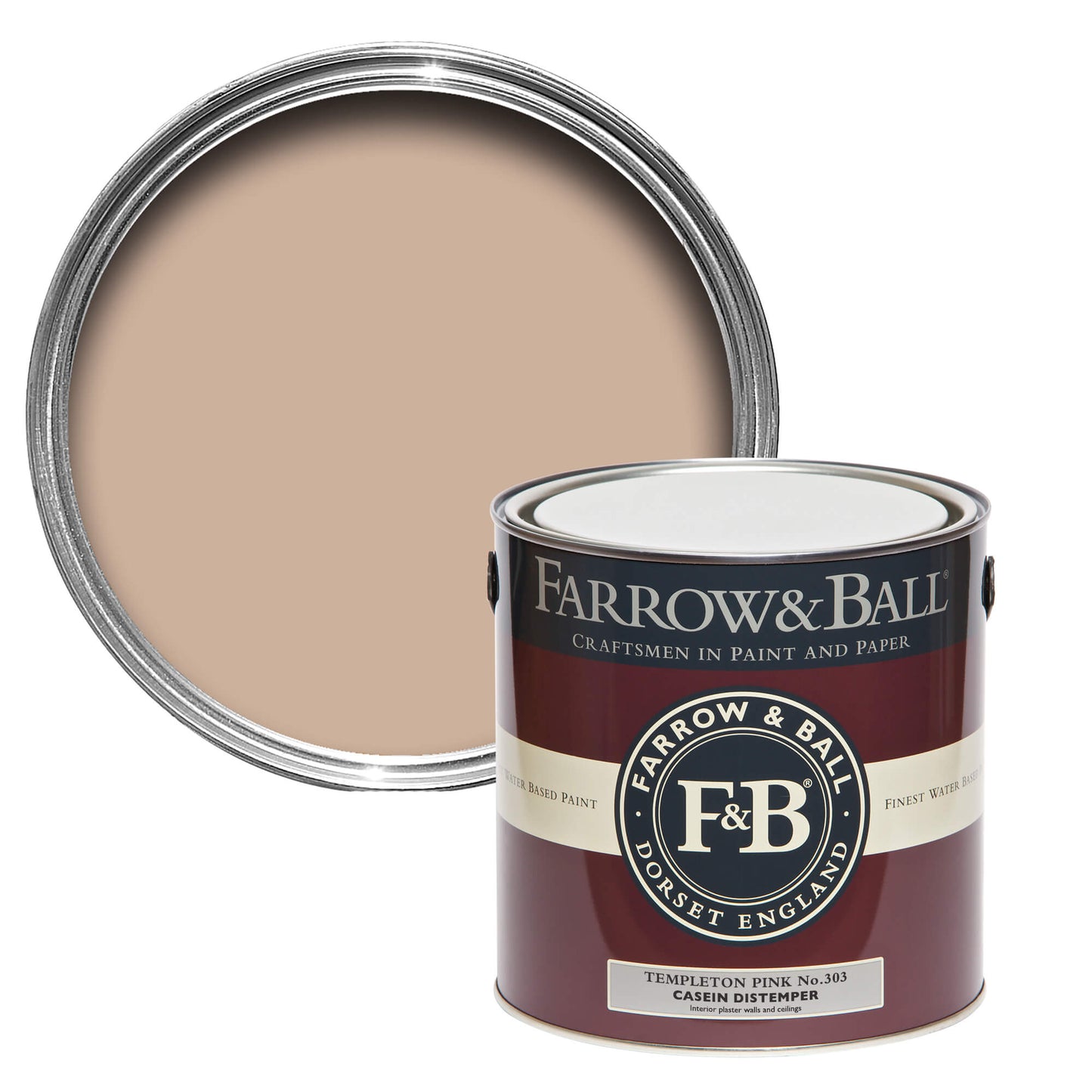 Pot de peinture Farrow & Ball Templeton Pink, finition Casein distemper