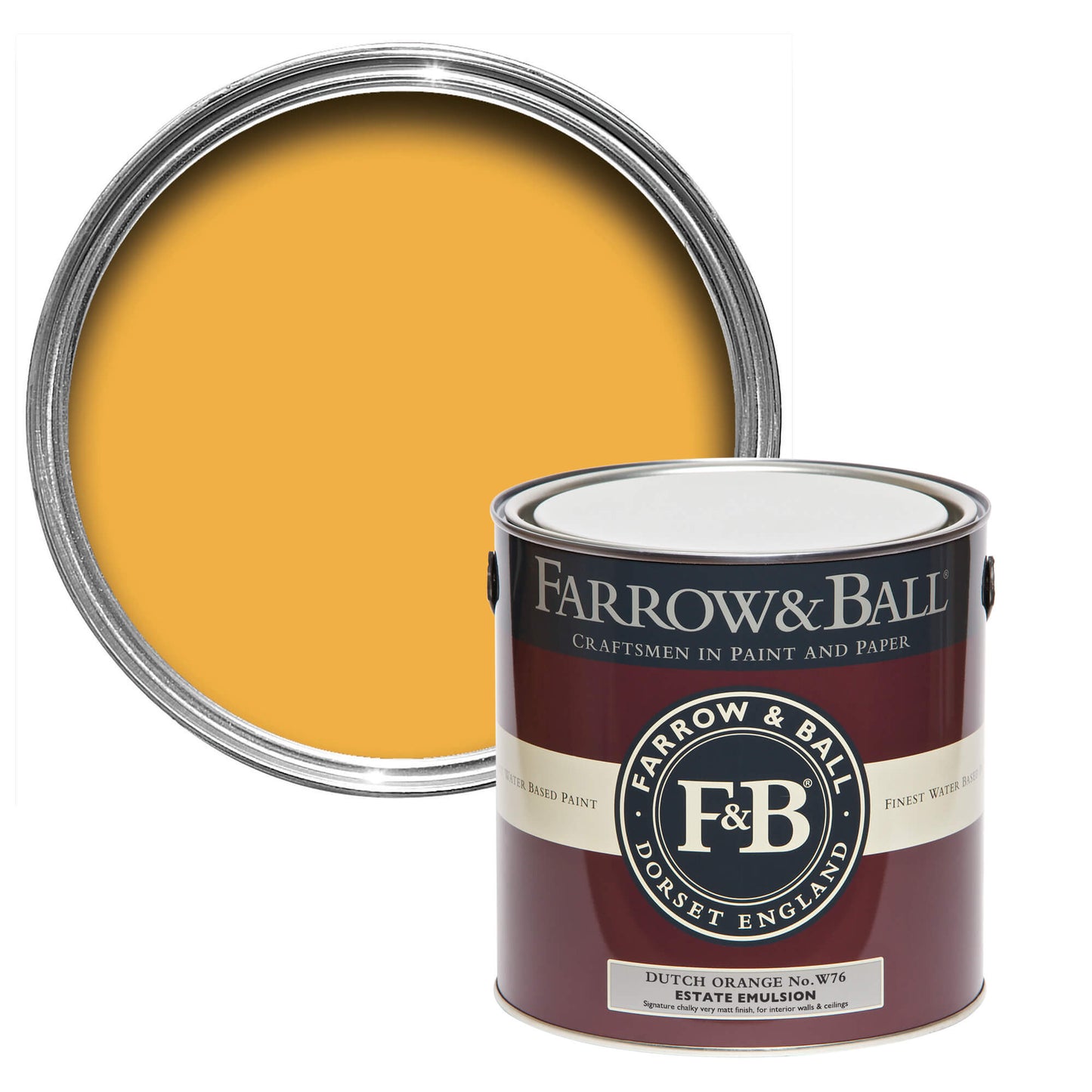 Pot de peinture Farrow & Ball Dutch Orange, finition Estate Emulsion