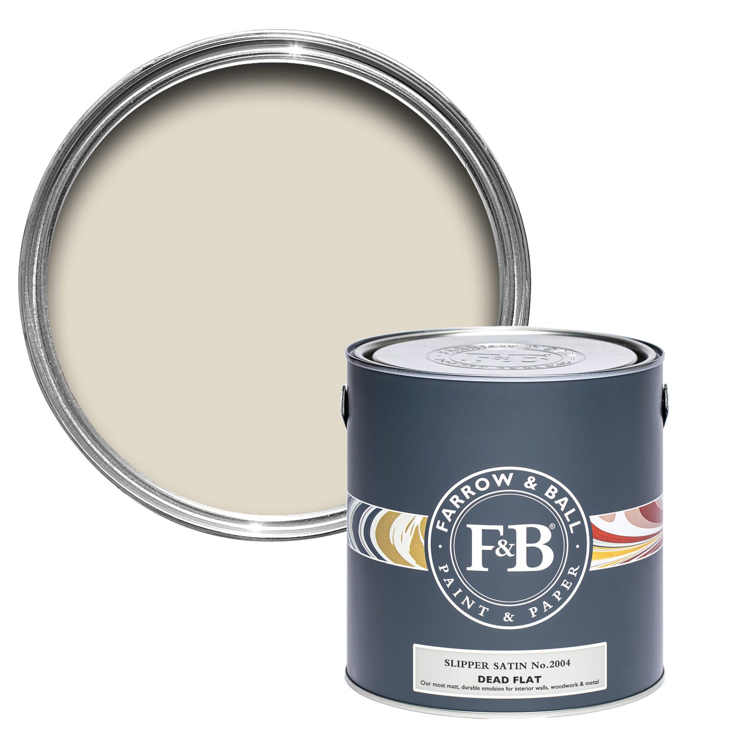 Pot de peinture Farrow & Ball Slipper Satin, finition Dead flat