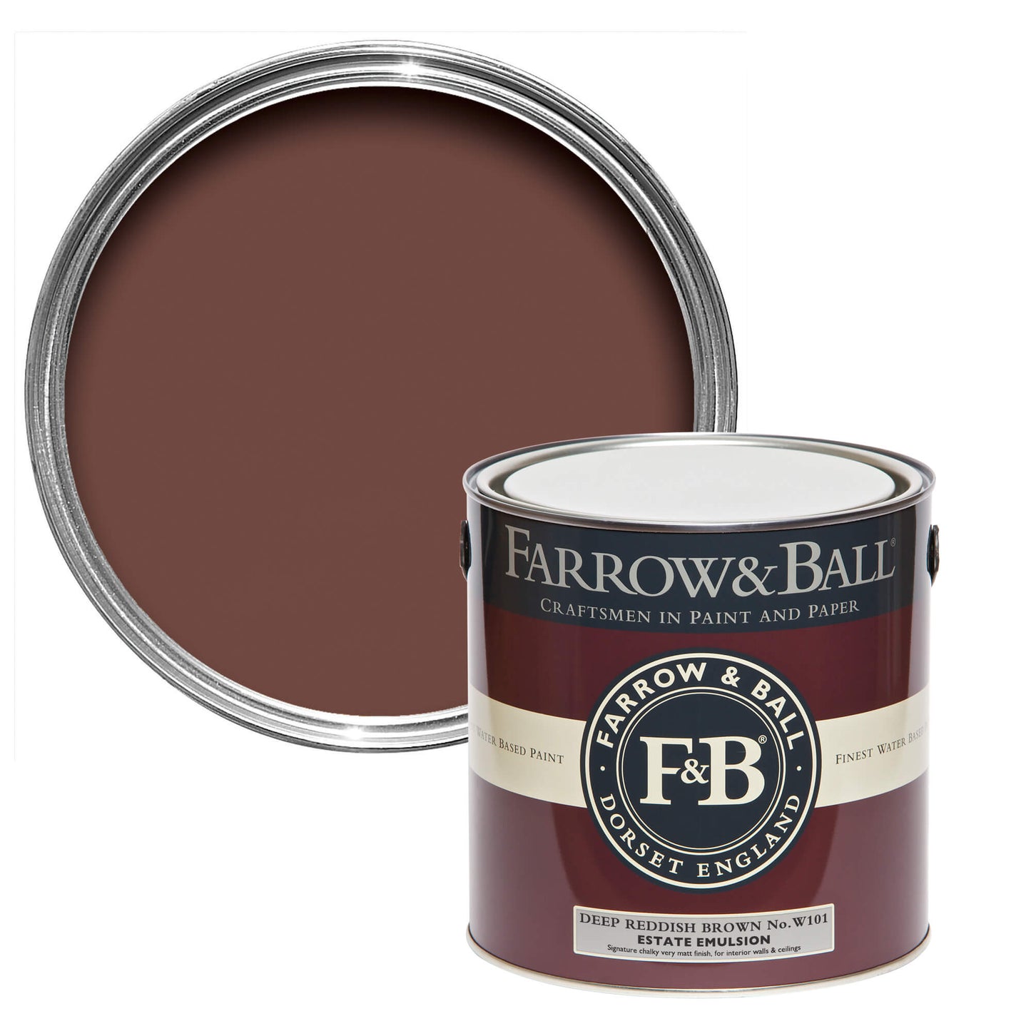 Pot de peinture Farrow & Ball Deep Reddish Brown, finition Estate Emulsion