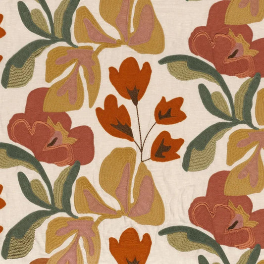 Zoom sur le tissu Ayana – broderie effet laine combinée avec viscose et polyester