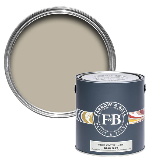 Pot de peinture avec Farrow & Ball Drop Cloth, finition Dead flat