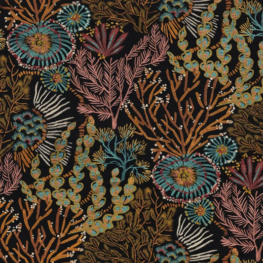 Palette colorée et contrastée du tissu Moana – broderie marine en viscose