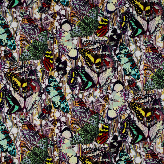 Zoom sur la texture et le motif du tissu Papillons Jean Paul Gaultier