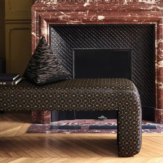 Zoom sur le tissu Segreti – texture chenille raffinée avec fil métallisé