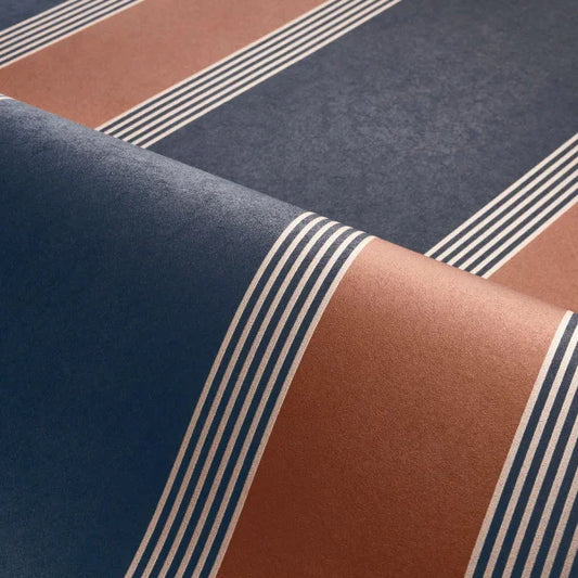 Zoom, papier peint Auteuil Casamance, rayure graphique et contraste précieux