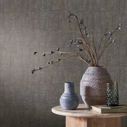 Mise en scène, papier peint Bizen Casamance, effet céramique brute et naturelle