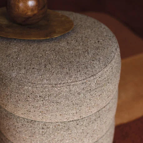 Tabouret, tissu Bongo Casamance, effet tweed texturé et moucheté