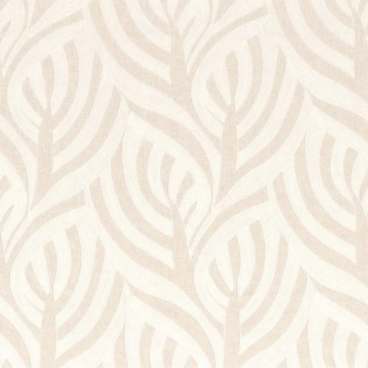 Tissu Catalpa Casamance, broderie végétale en coton, beige