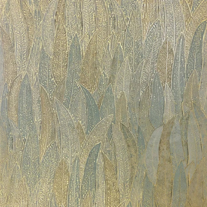 Papier peint Cinerea Casamance, feuillage doré en relief
