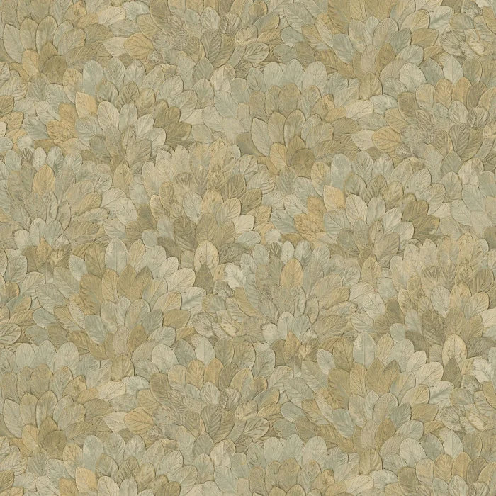Papier peint Feijoa Casamance, motif feuillage texturé, vert
