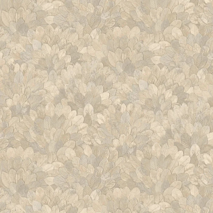 Papier peint Feijoa Casamance, motif feuillage texturé, blanc