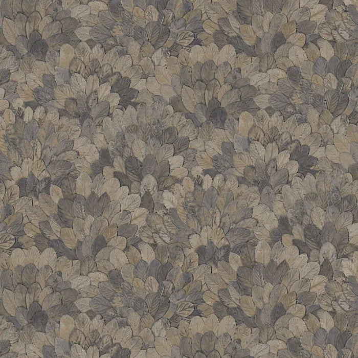 Papier peint Feijoa Casamance, motif feuillage texturé, gris bleu