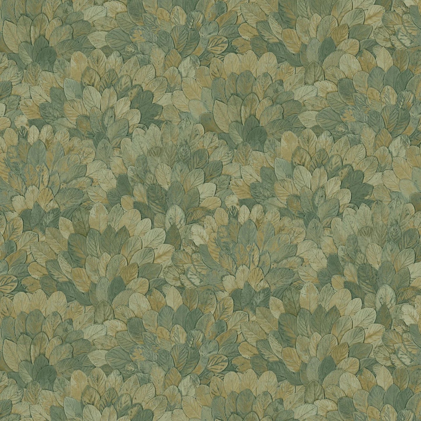 Papier peint Feijoa Casamance, motif feuillage texturé, vert