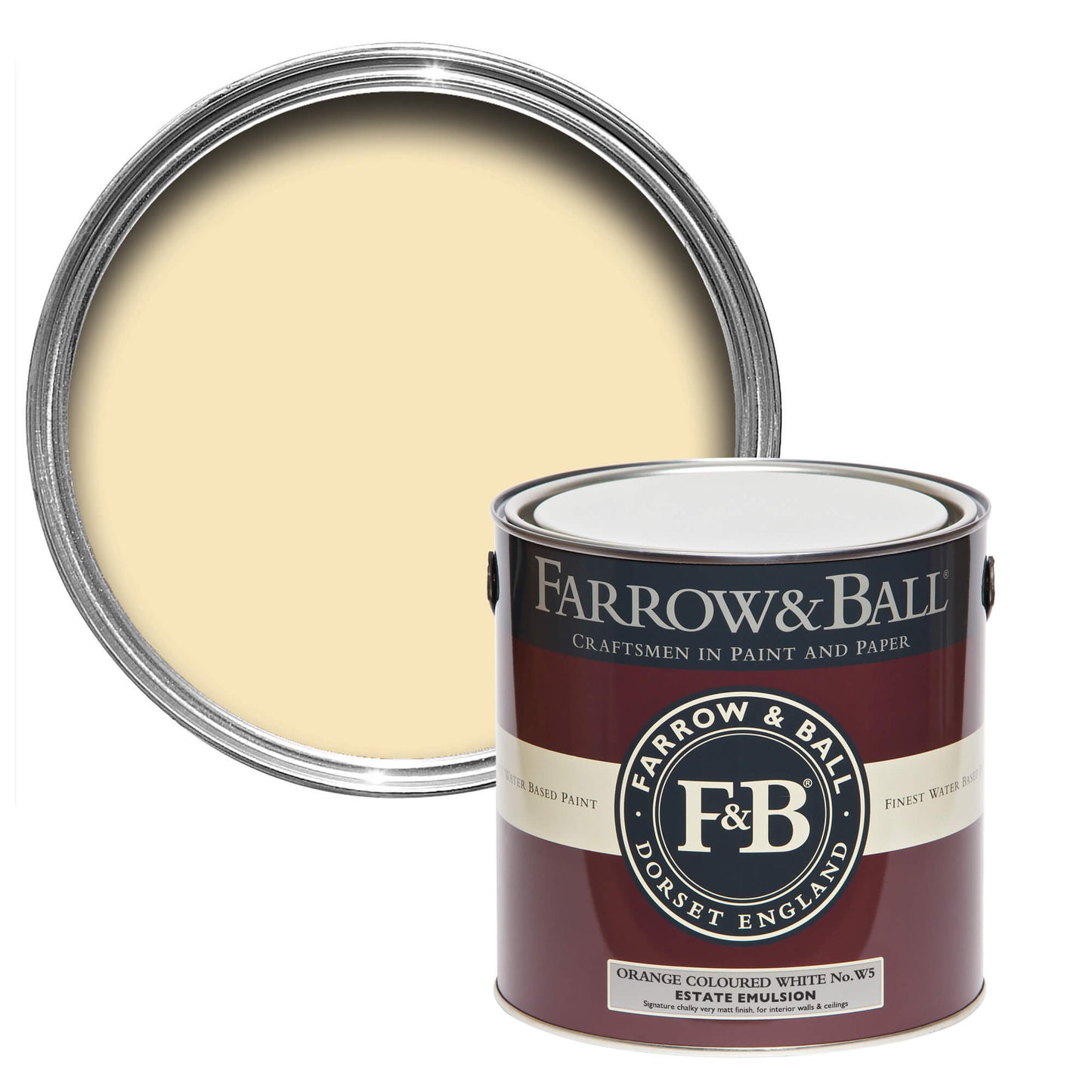 Pot de peinture Farrow & Ball Orange Coloured White, finition Estate Emulsion