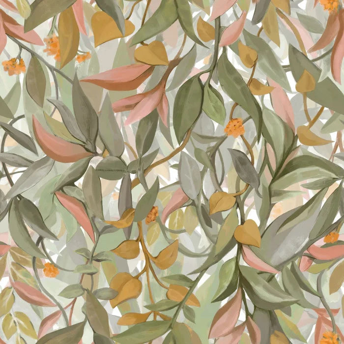 Papier peint Solandra Casamance, coordonné au panoramique Wisteria vert rose