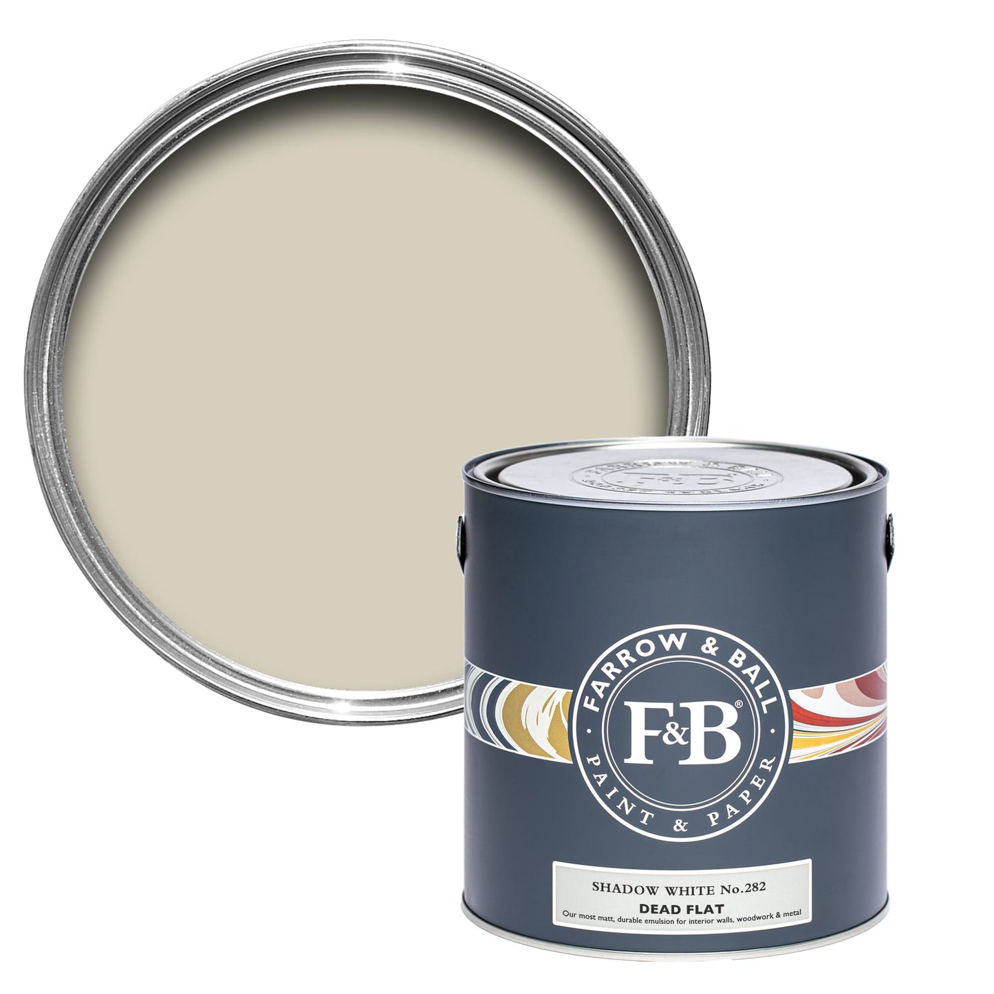 Pot de peinture Farrow & Ball Shadow White, finition Dead flat