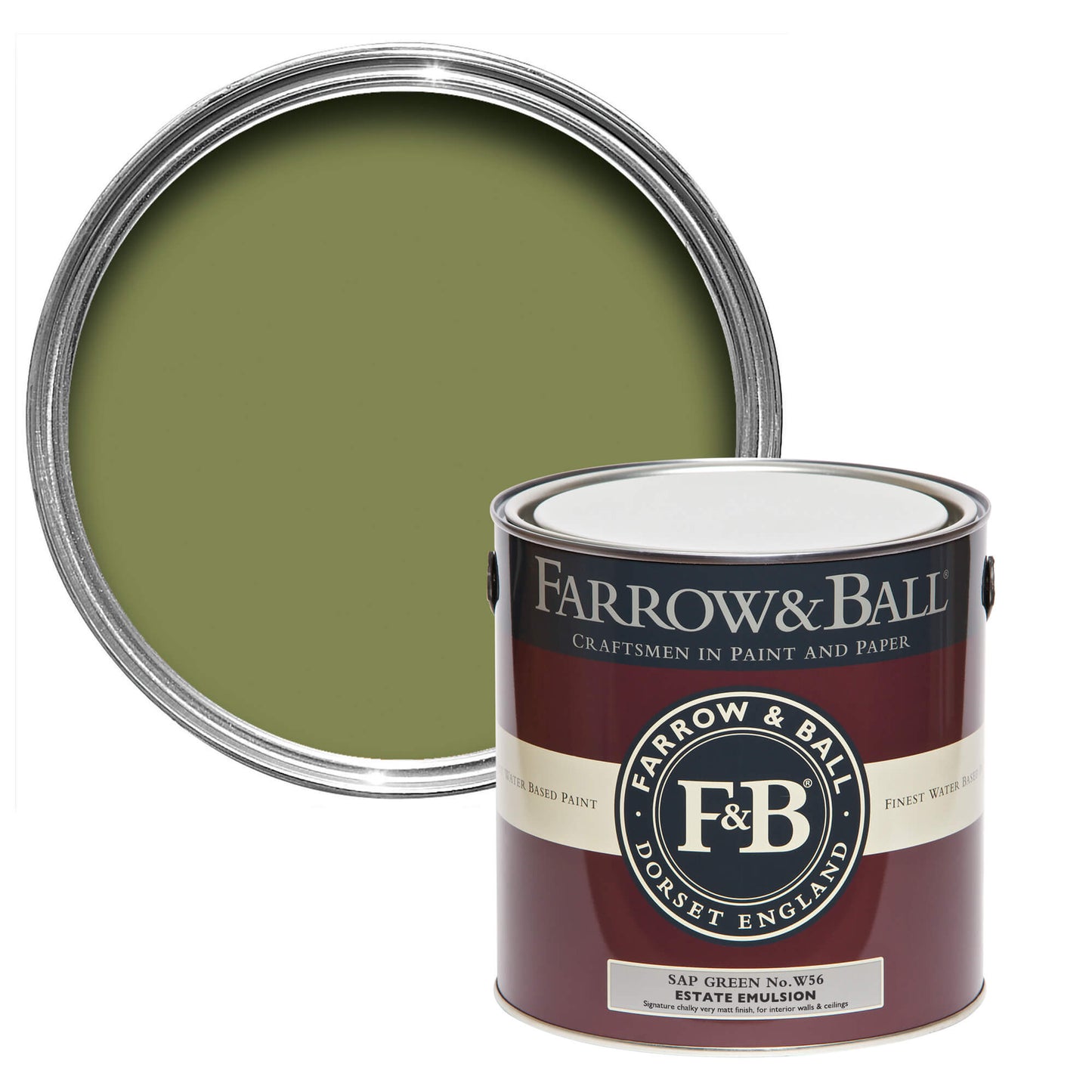 Pot de peinture Farrow & Ball Sap Green, finition Estate Emulsion