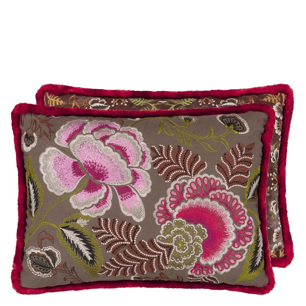 Coussin Rose de Damas Brodé