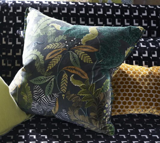 Coussin brocart décoratif CCDG1452 motif floral luxe