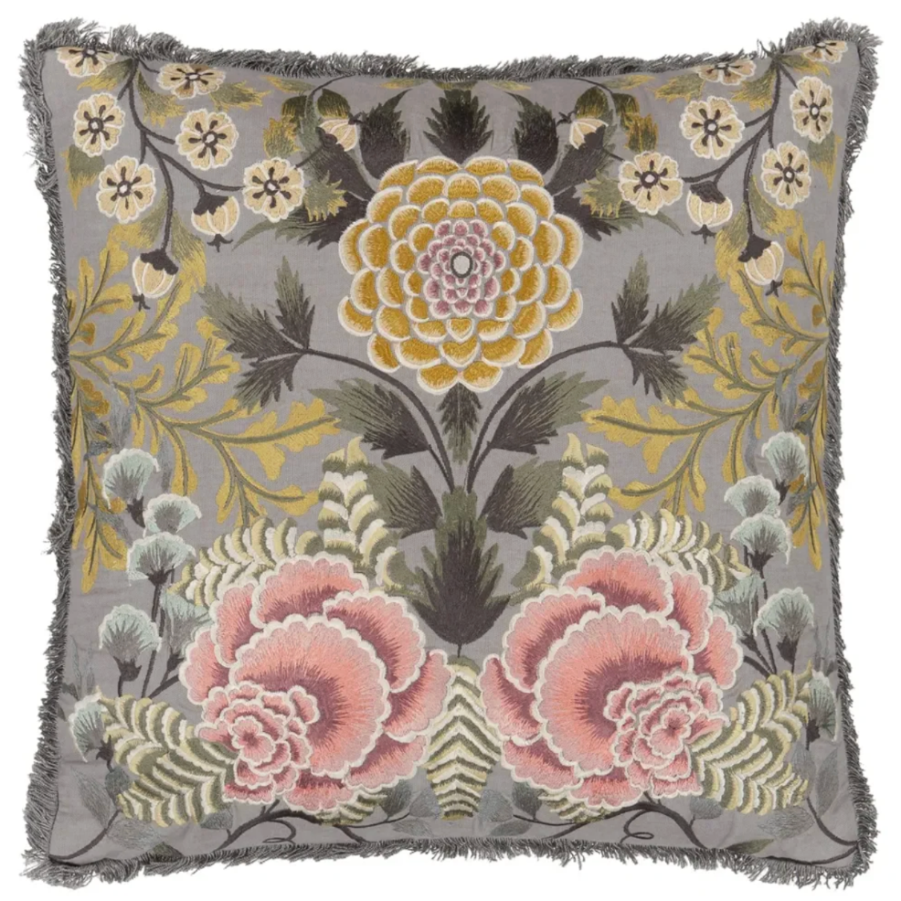 Coussin Brocart décoratif Designers Guild CCDG1465 motif floral brodé
