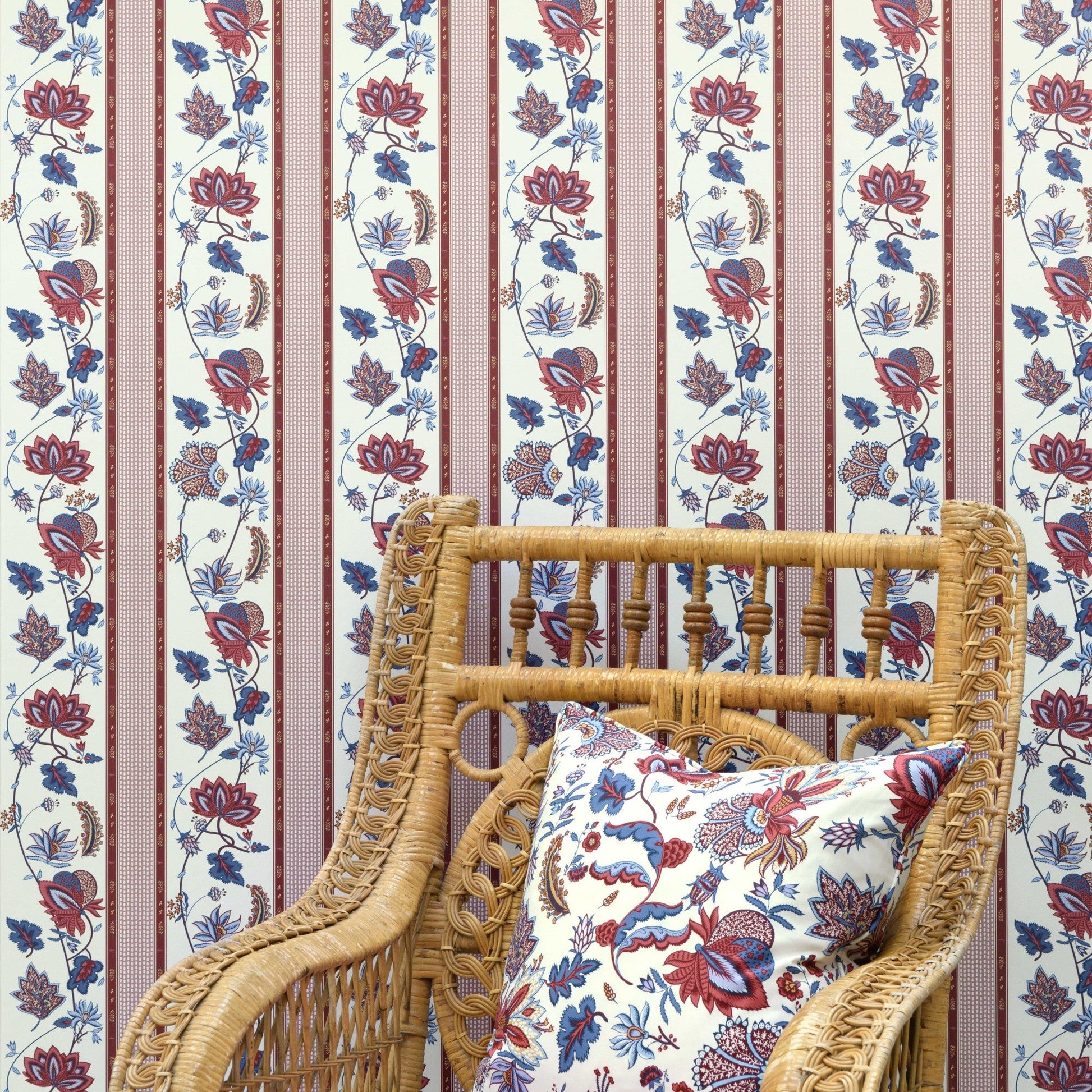 Papier peint AGLAÉ rayure motif indienne Quenin