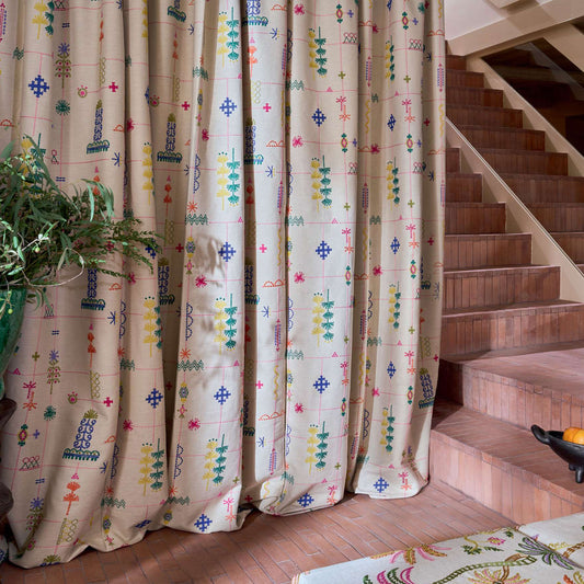 Tissu AMIRA Elitis aux motifs ethniques inspirés du henné, couleurs joyeuses