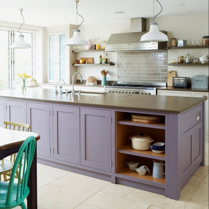 Cuisine peinte avec la peinture Brassica No.271 Farrow & Ball profondeur pigmentaire