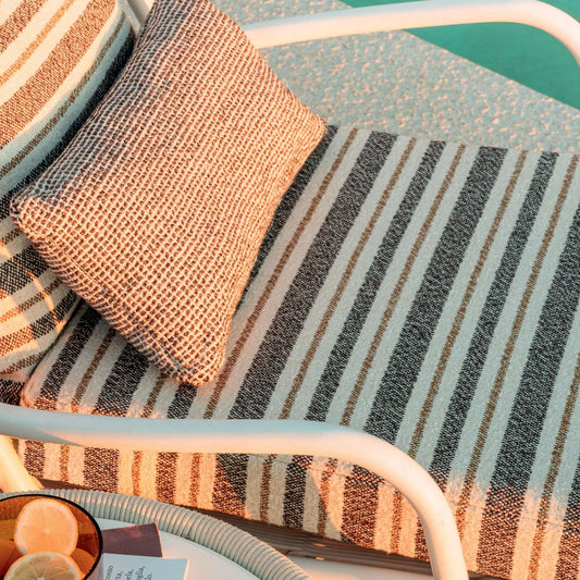 Tissu CALCARA Elitis rayé outdoor façon tissage fait main esprit lin