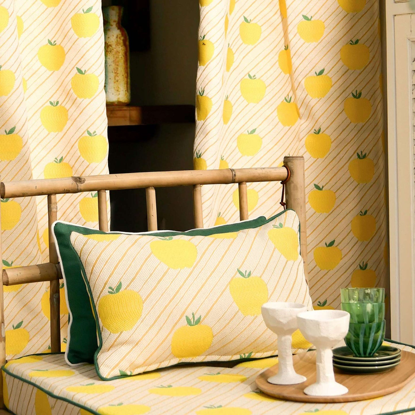 Tissu NOSSA Elitis outdoor motif reinette iconique palette chaleureuse