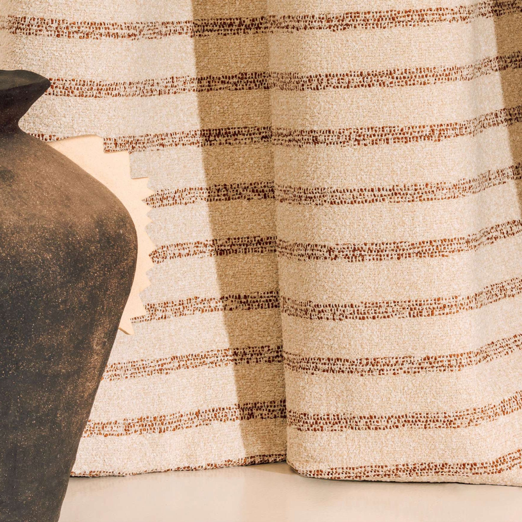 Tissu SALINA Elitis rayé esprit lin trame irrégulière