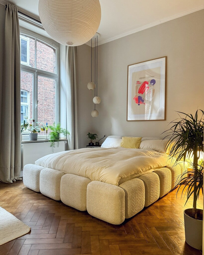 Chambre apaisante peinte en Skimming Stone Farrow & Ball