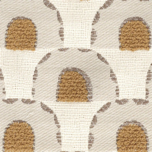 Tissu Soleil de midi disponible en cinq coloris : Or, Arabesque, Grège, Bleu Misia et Carbone