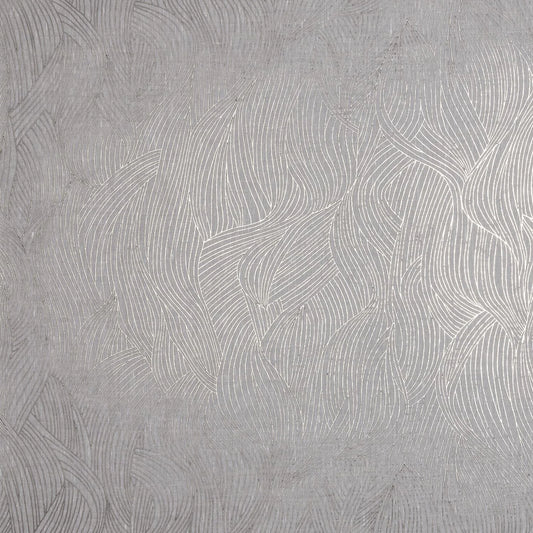 zoom, revêtement mural Alaris Casamance – Motif texturé et reflets précieux gris
