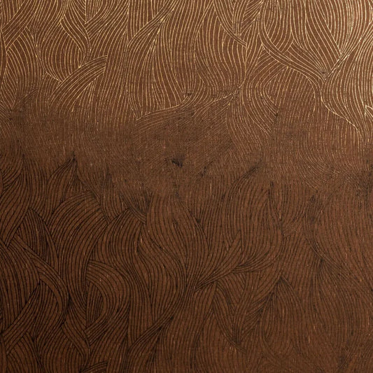 zoom, revêtement mural Alaris Casamance – Motif texturé et reflets précieux marron