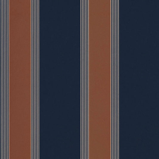 Papier peint Auteuil Casamance, rayure graphique et contraste précieux, bleu